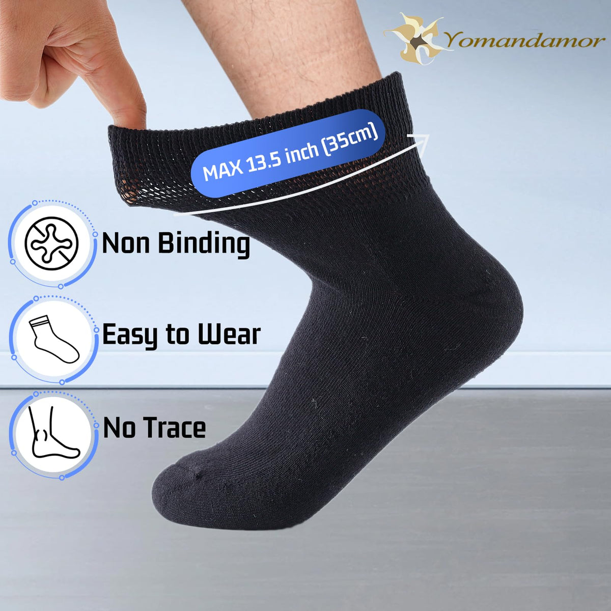 Womens Diabetic Crew Socks Seamless Toe 6 Pairs E7679