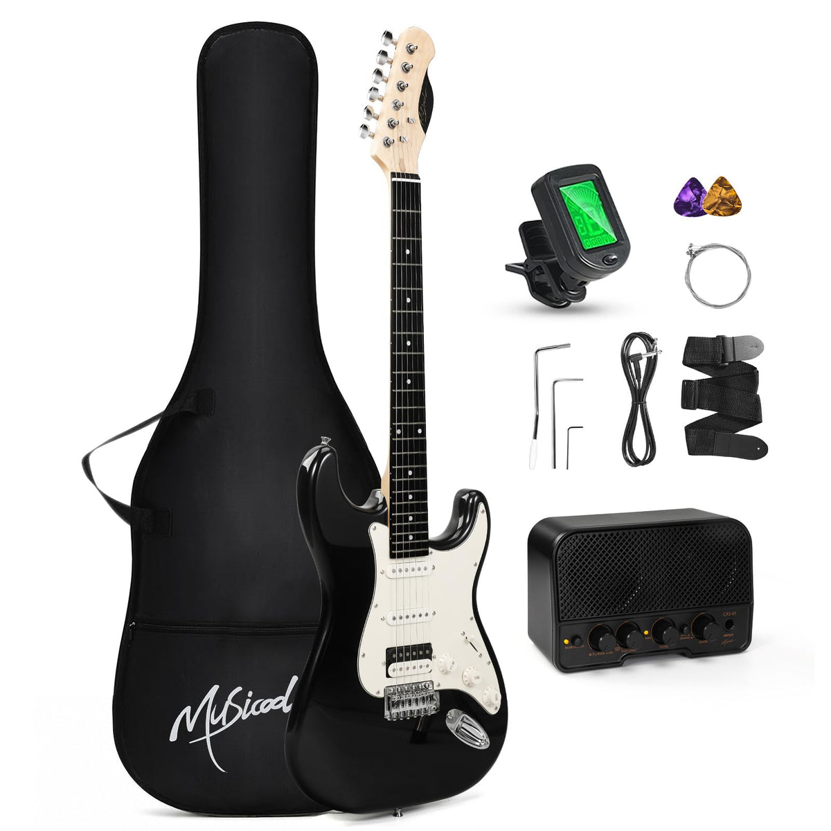 39" Beginner Electric Guitar Starter Kit with Amp Black M912
