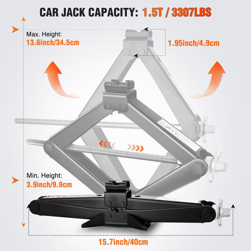 1.5 Ton Scissor Jack with Ratchet Lug Wrench J216326