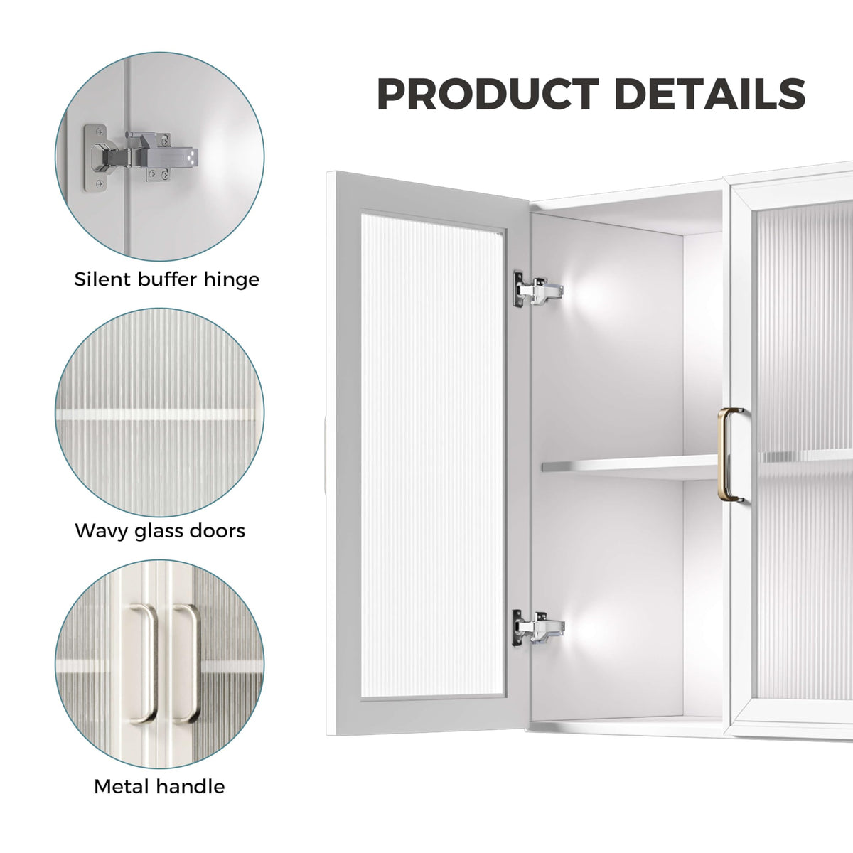 White Wall Cabinet with Acrylic Glass Doors and Adjustable Shelf, Set of 2 Q161