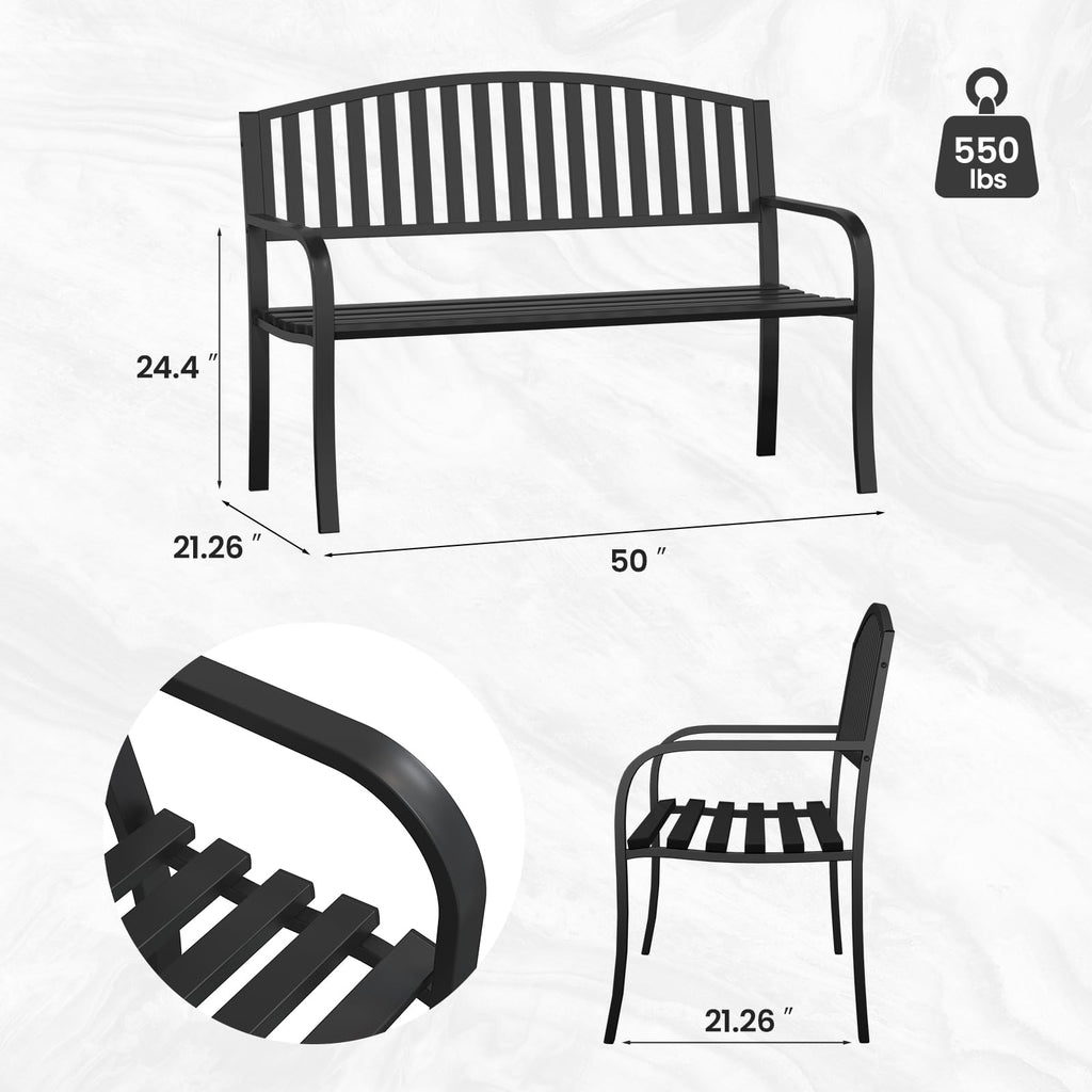 50" Weatherproof Metal Outdoor Bench C38394