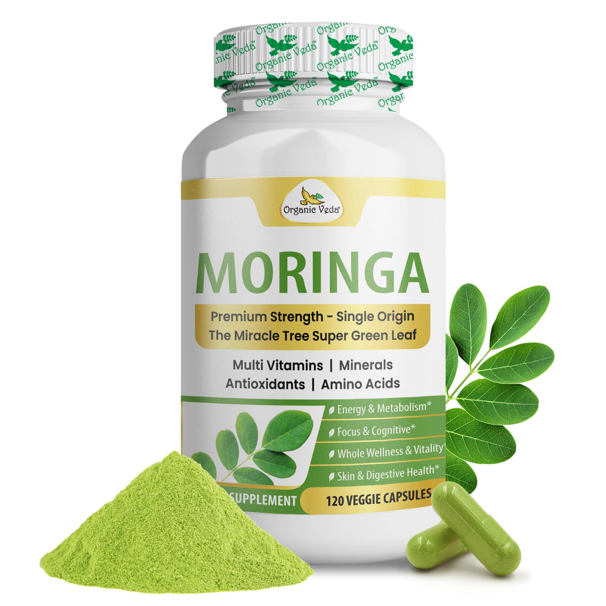 1000mg Organic Moringa Capsule 120 Vegan Capsule B567