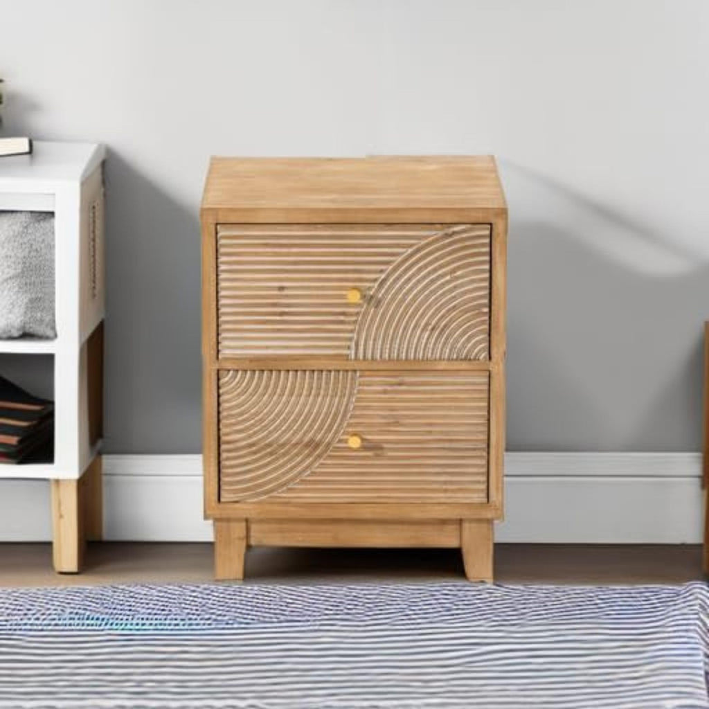 2 Drawer Wood Nightstand X7347