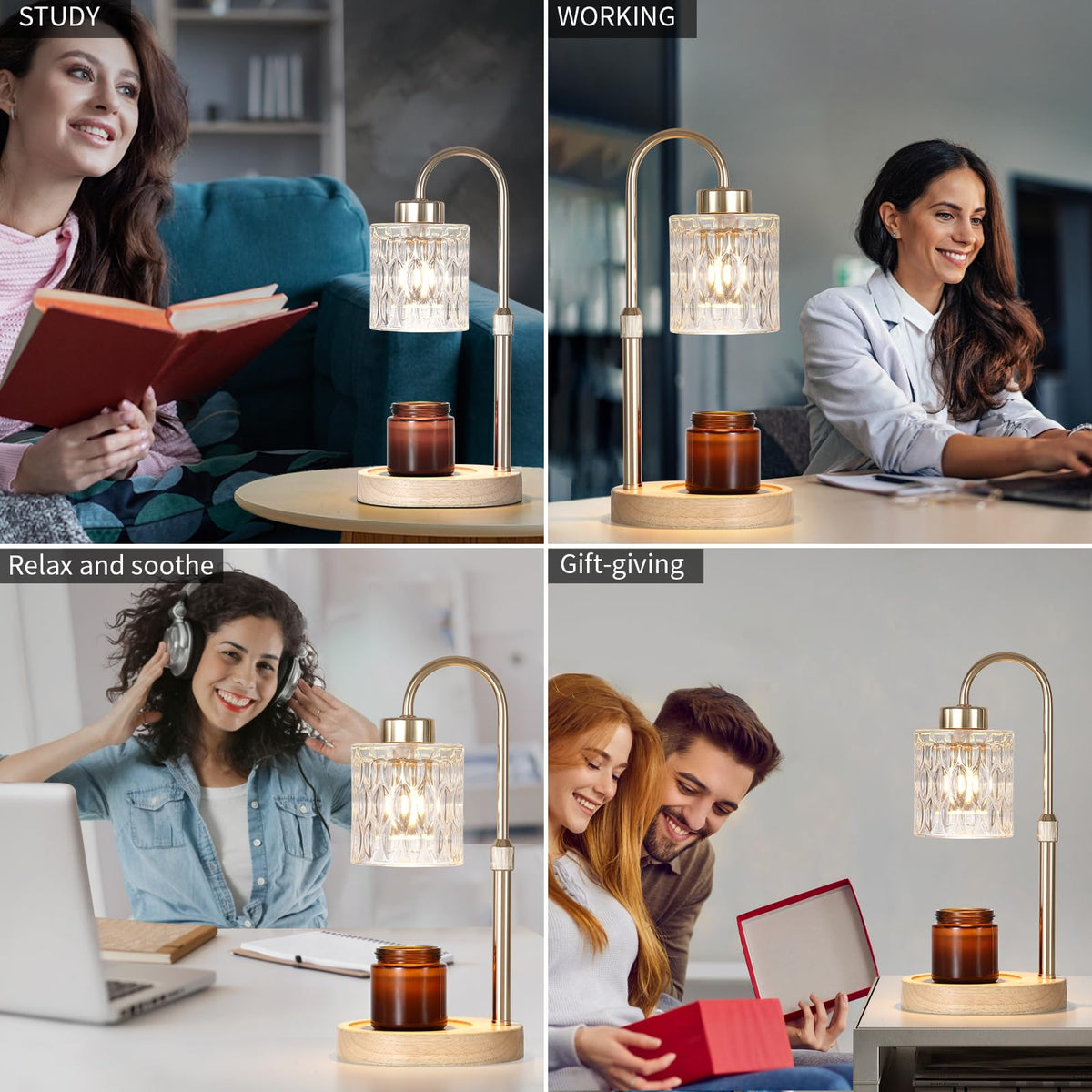 Gold Candle Warmer Lamp with Dimmer and Timer S79385