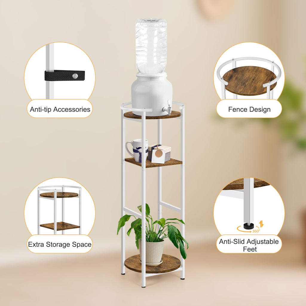 3 Tier Freestanding Water Dispenser Stand with Ceramic Crocks, White A670376