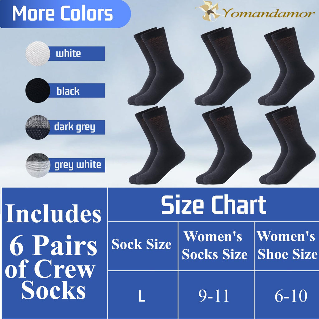 Womens Diabetic Crew Socks Seamless Toe 6 Pairs E7679