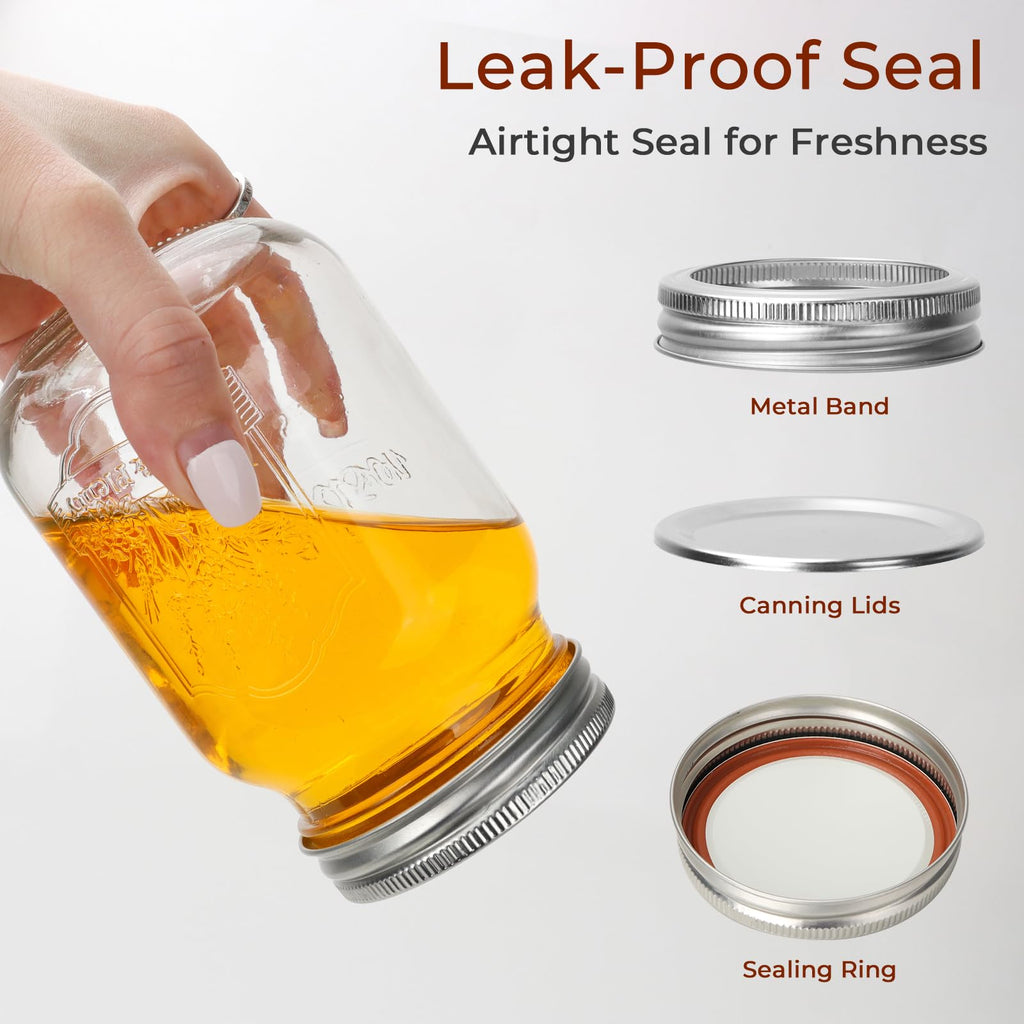 16oz 12 Pack Mason Jars with Airtight Lids U5647