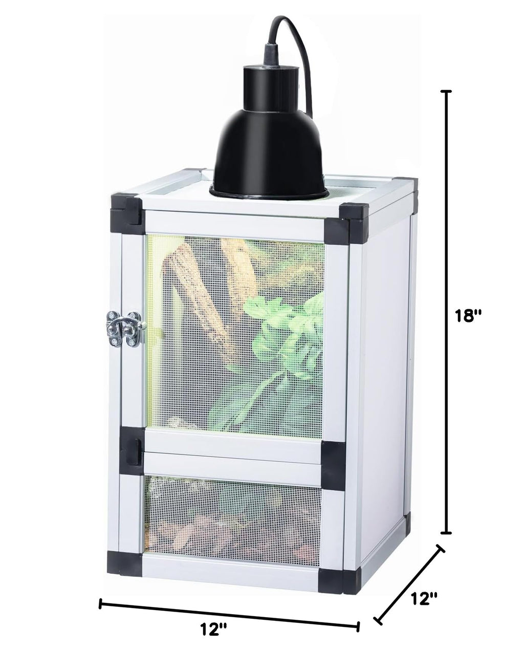 PVC Habitat Enclosure with Screen & Acrylic Doors, 12"x12"x18" Reptile Terrarium Y535708