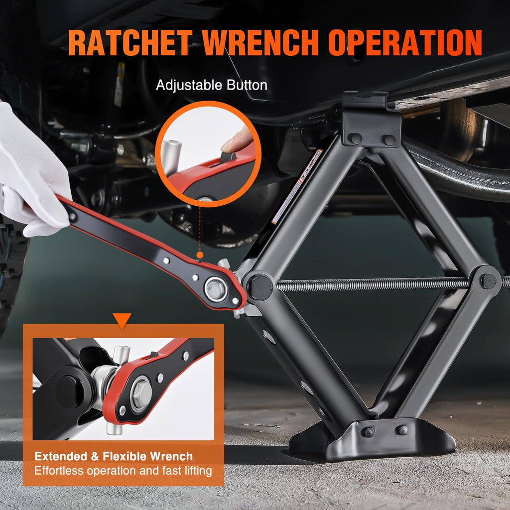 1.5 Ton Scissor Jack with Ratchet Lug Wrench J216326