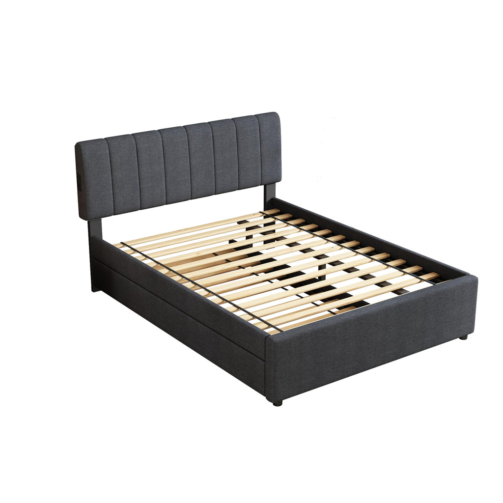 Full Size Upholstered Platform Bed with Trundle U56179