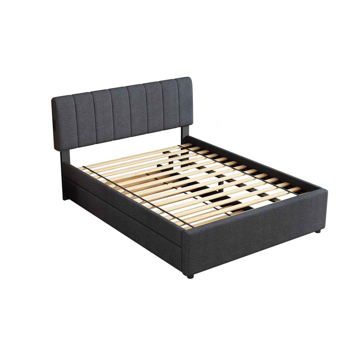 Full Size Upholstered Platform Bed with Trundle U56179