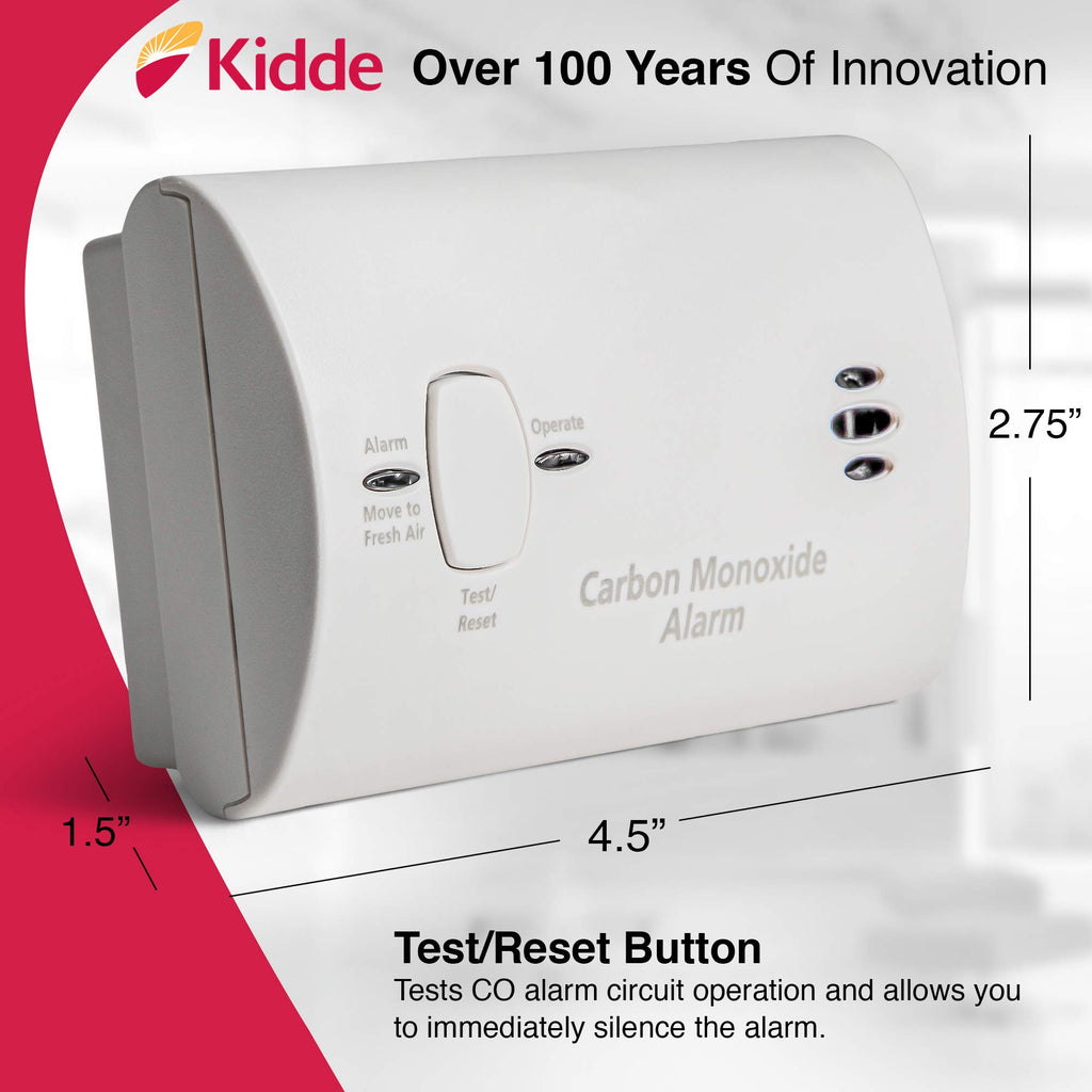 Carbon Monoxide Detector, AA Battery Powered, 85 dB Alarm, 6 Pack E290