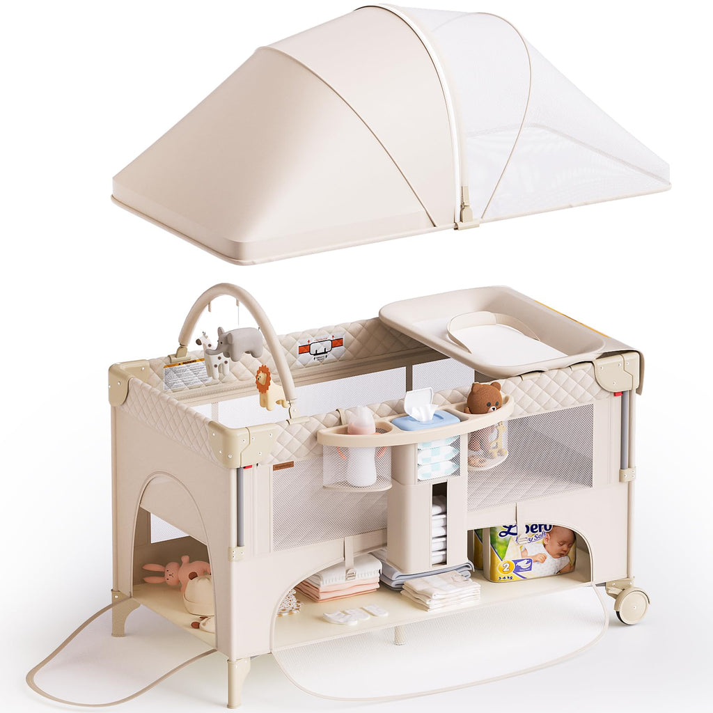 Baby Bassinet, Pack and Play, Bedside Crib Sleeper, Diaper Changer C237