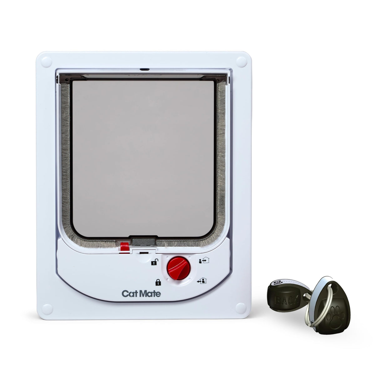 Electromagnetic 4-Way-Locking Cat Flap with 2 Collar Keys White P282642