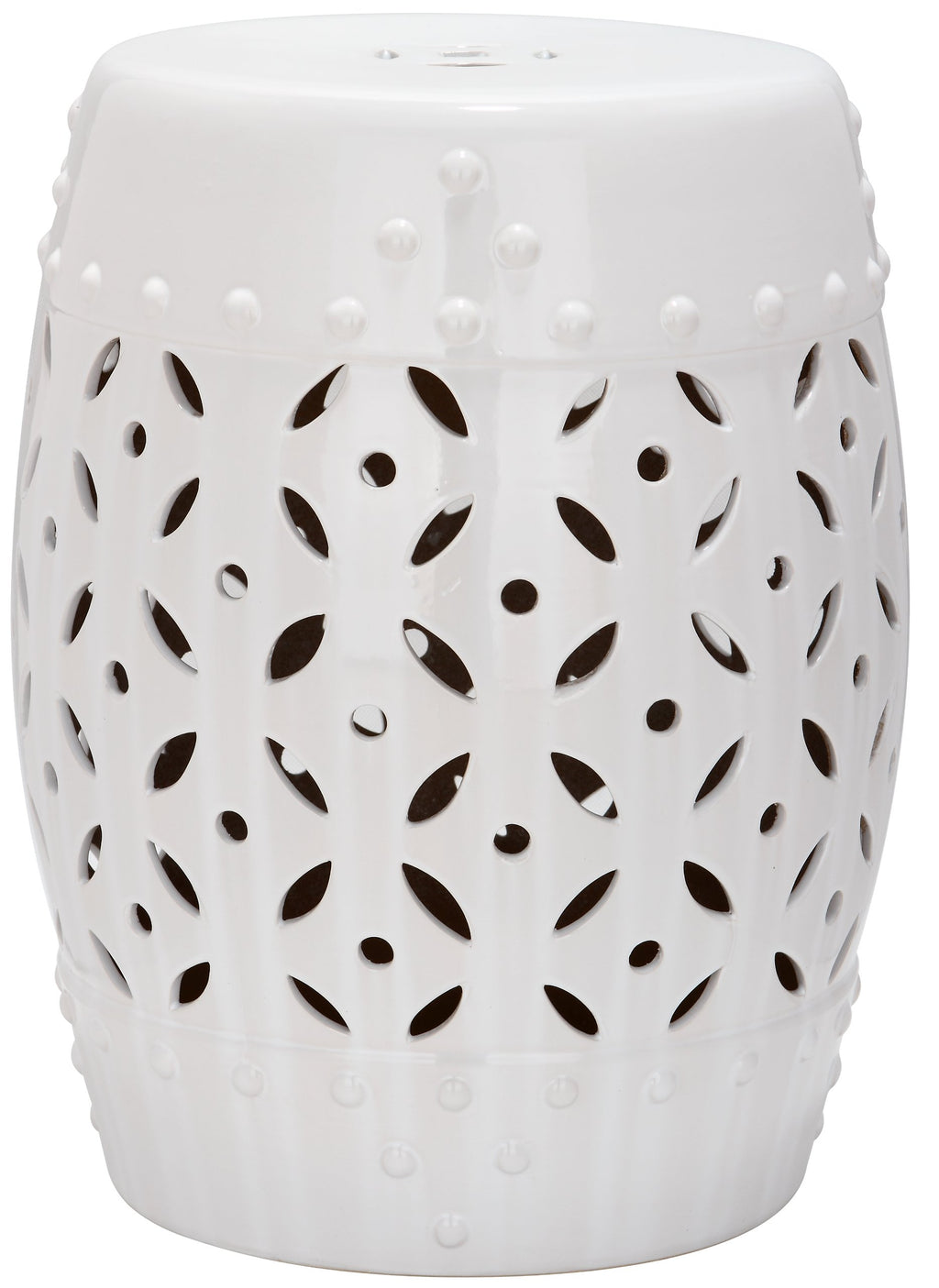White Ceramic Garden Stool T393595