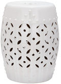 White Ceramic Garden Stool T393595