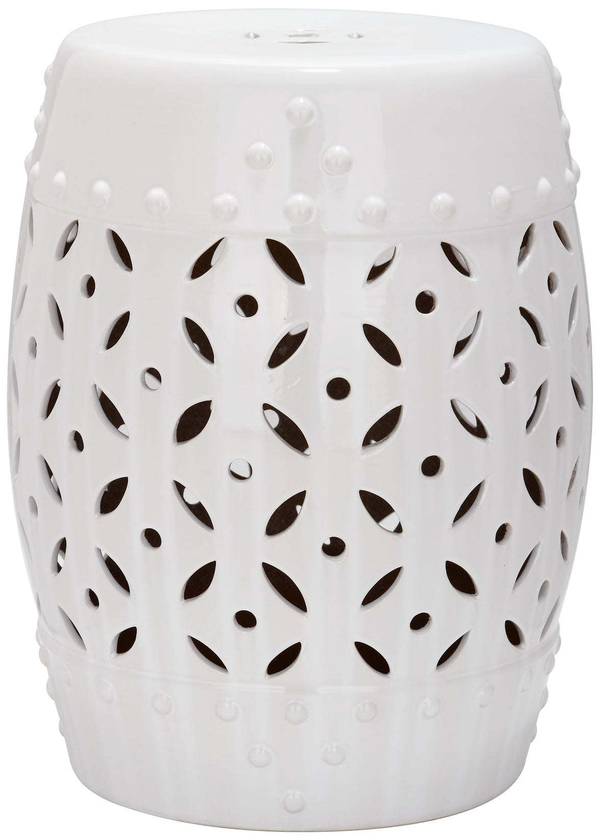 White Ceramic Garden Stool T393595