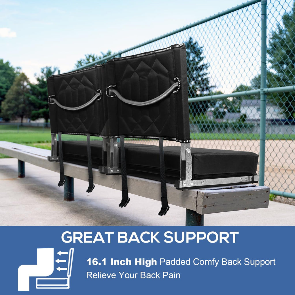 Padded Bleacher Chair Cushion with Backrest, 1 Pack, Black J437