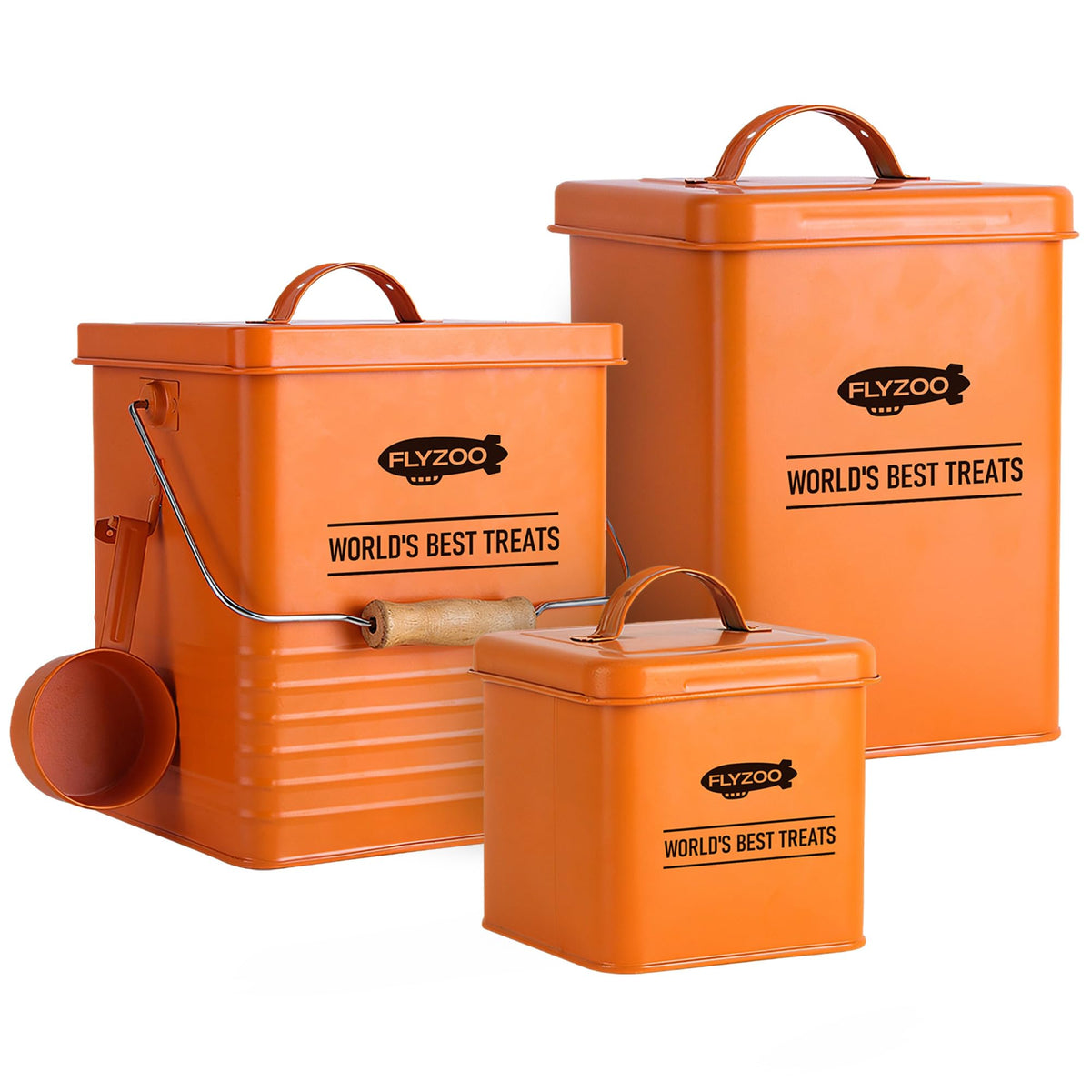 Metal Dog Food Containers with Lids and Spoon, 3 Set L153