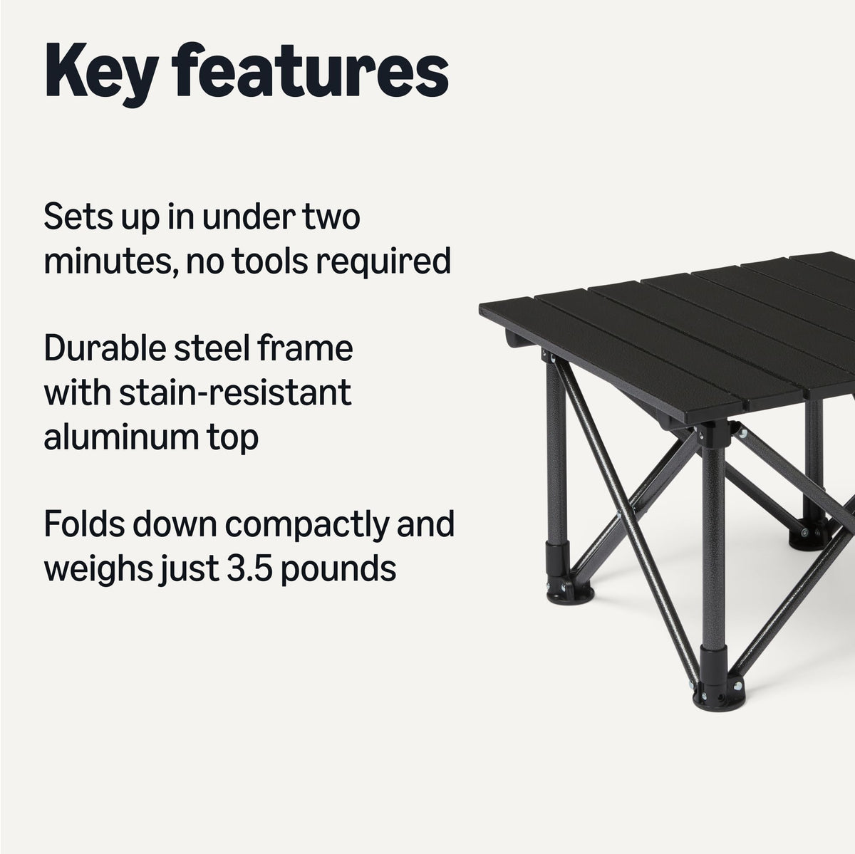Folding Camping Table Alloy Steel Aluminum Small Black V567740