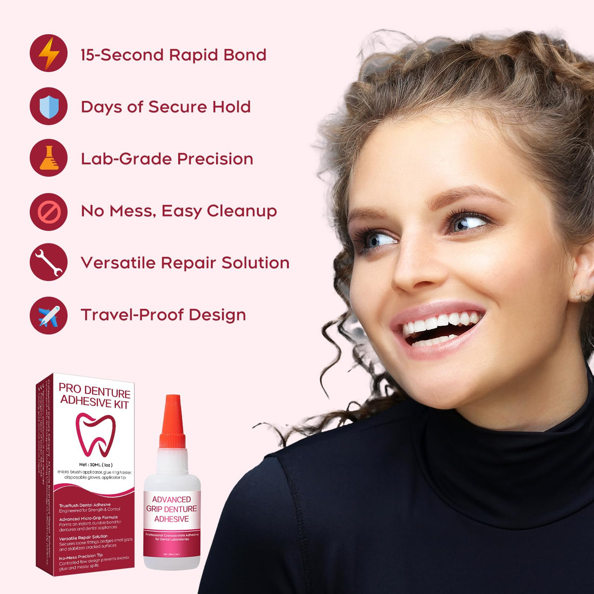 Fast-Setting Denture Repair Glue 1oz X34558
