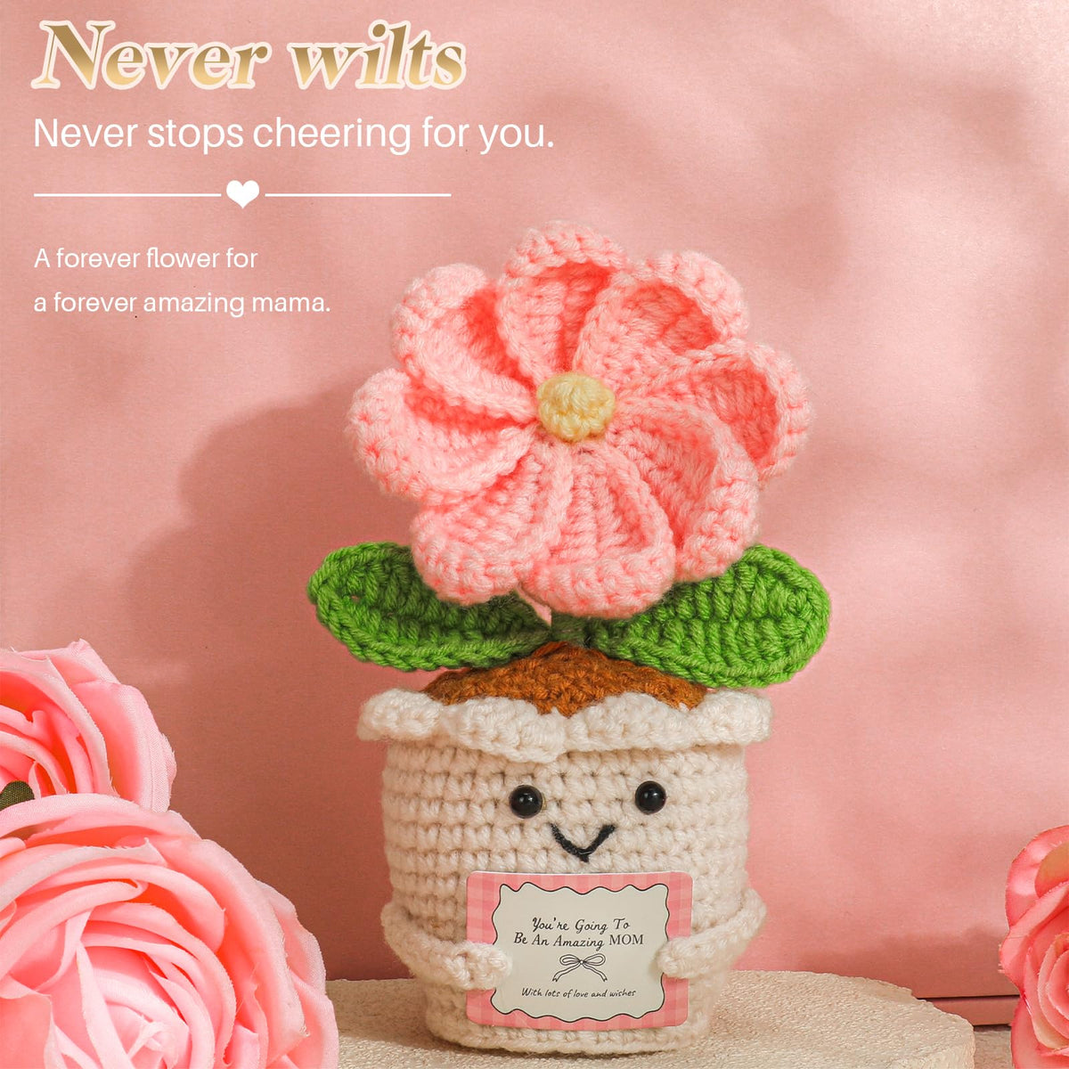 Mom Gift Basket with Blanket, Glass Cup, Candle, Socks & Crochet Flower O254