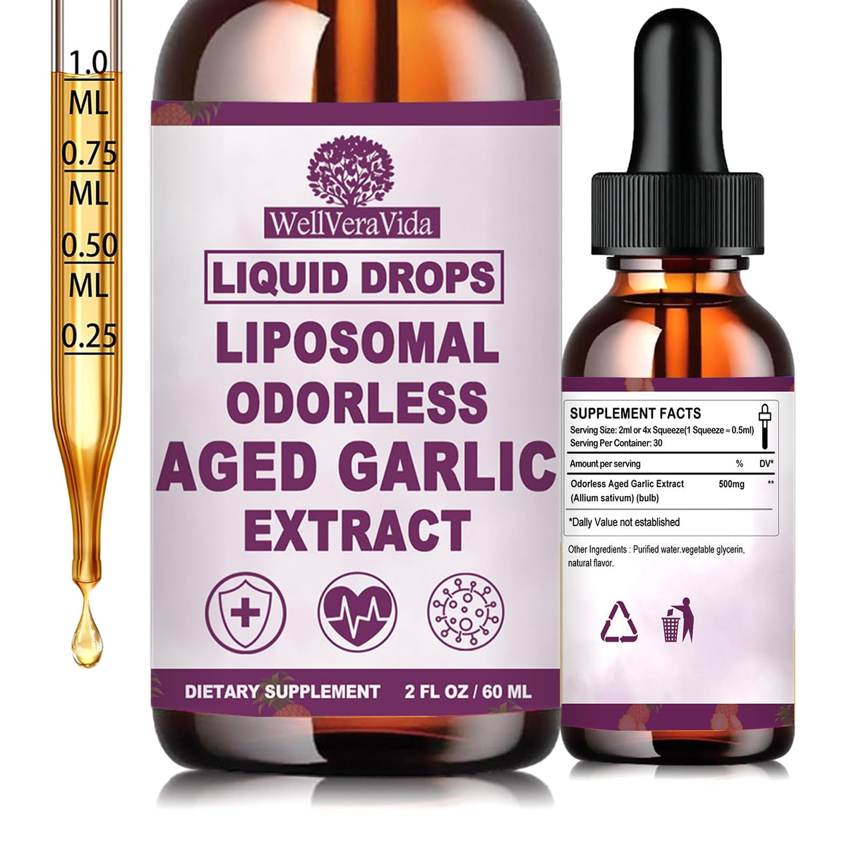 Organic Odorless Garlic Extract Liquid Drops 500mg W326