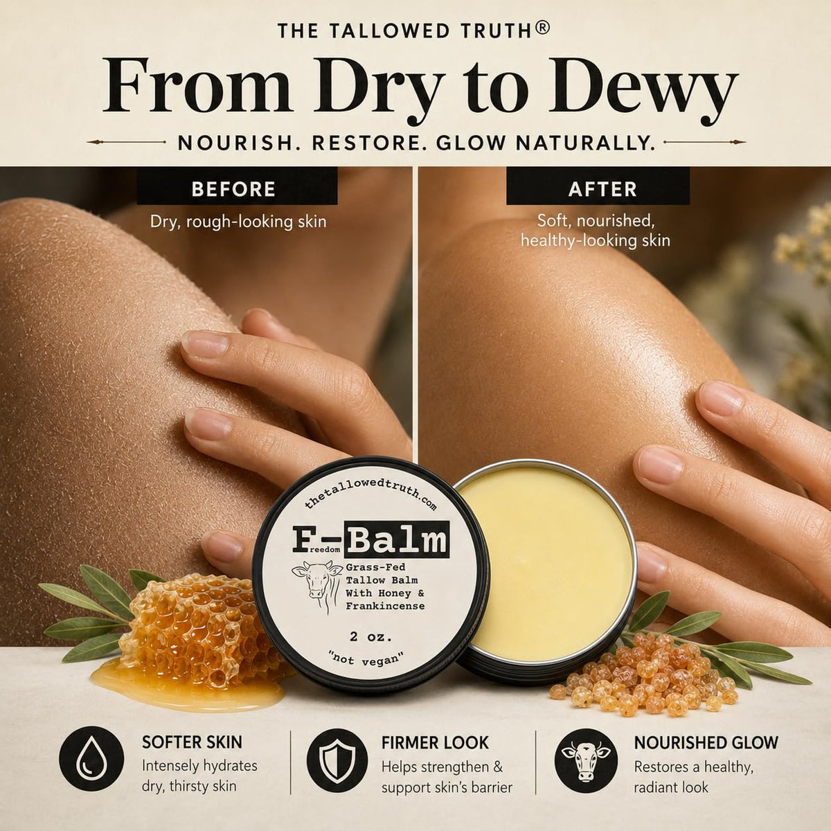Beef Tallow and Honey Balm, 2 oz F884