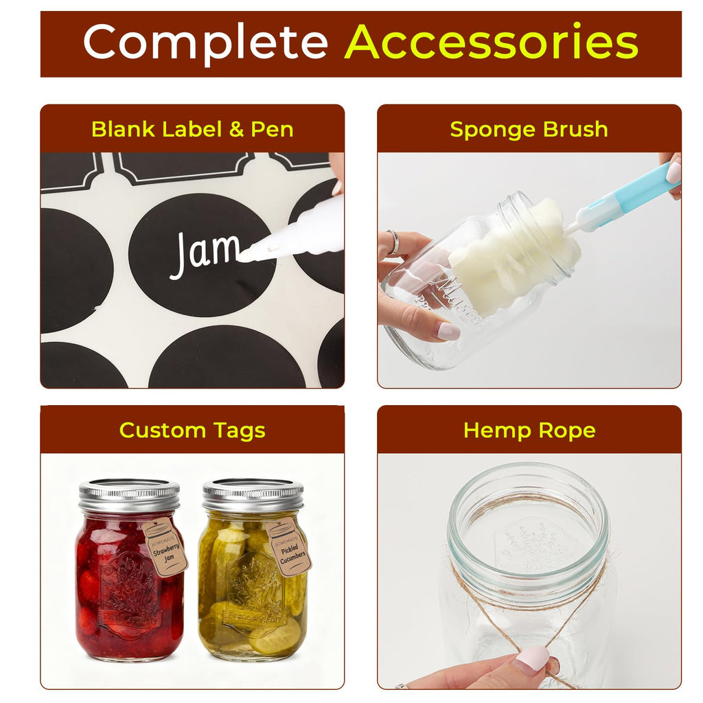 16oz 12 Pack Mason Jars with Airtight Lids U5647