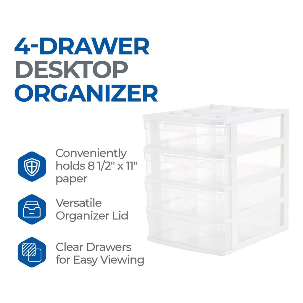 4-Tier White Plastic Drawer Organizer C910