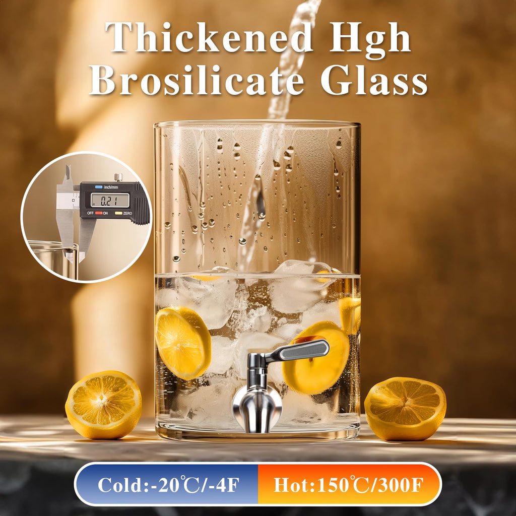 2.1 Gallon Glass Beverage Dispenser with Stand O5488
