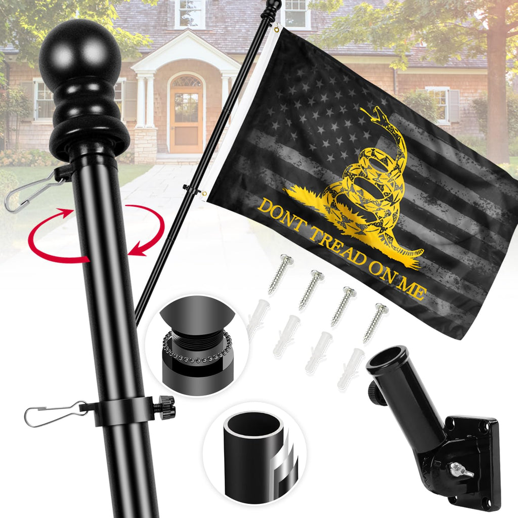 6ft Stainless Steel Spinning Flag Pole with 3x5 ft Double Sided Flag J80429