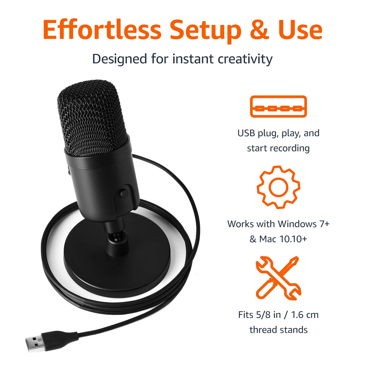 USB Condenser Microphone with Adjustable Stand, Black G52649