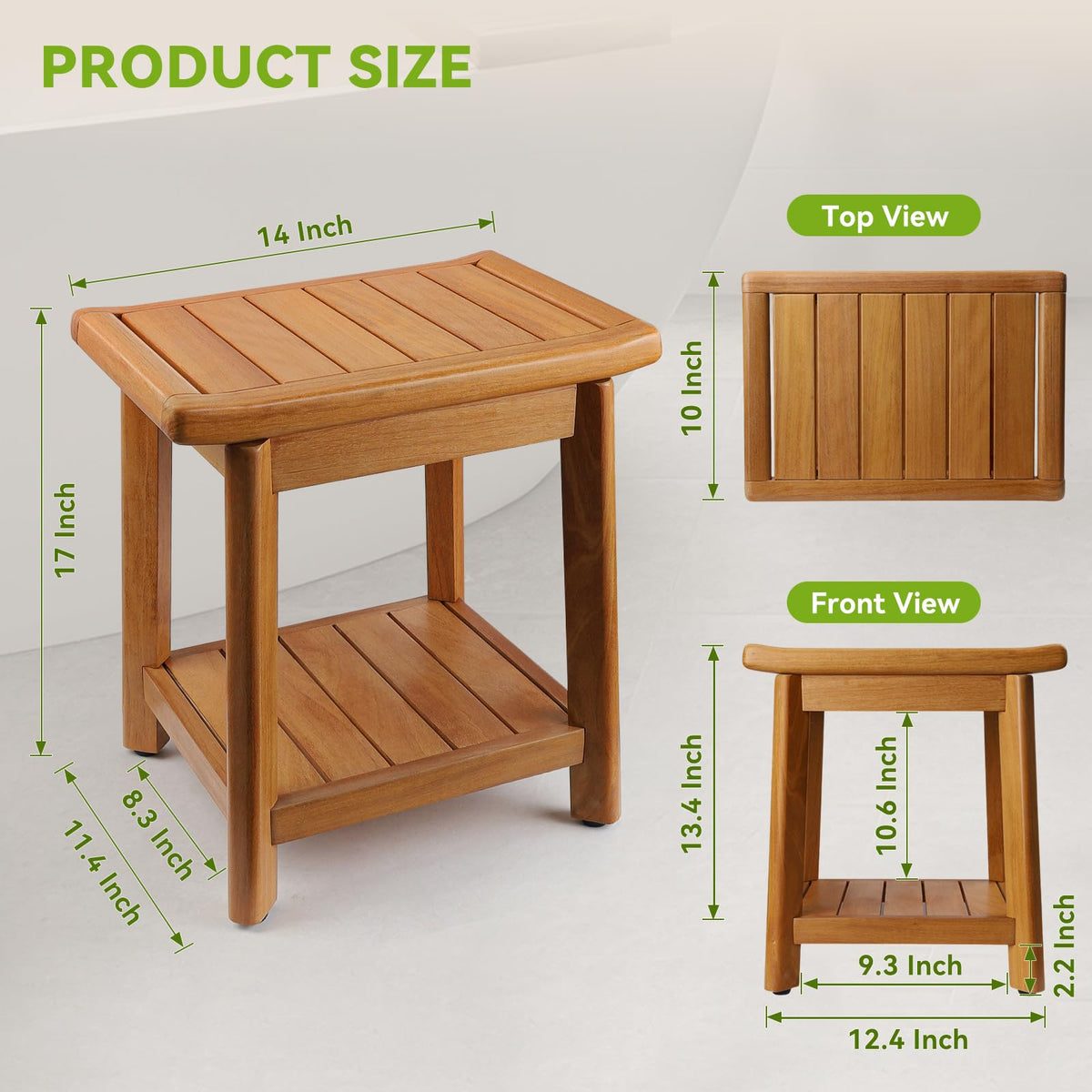 Waterproof Wooden Teak Shower Bench A135