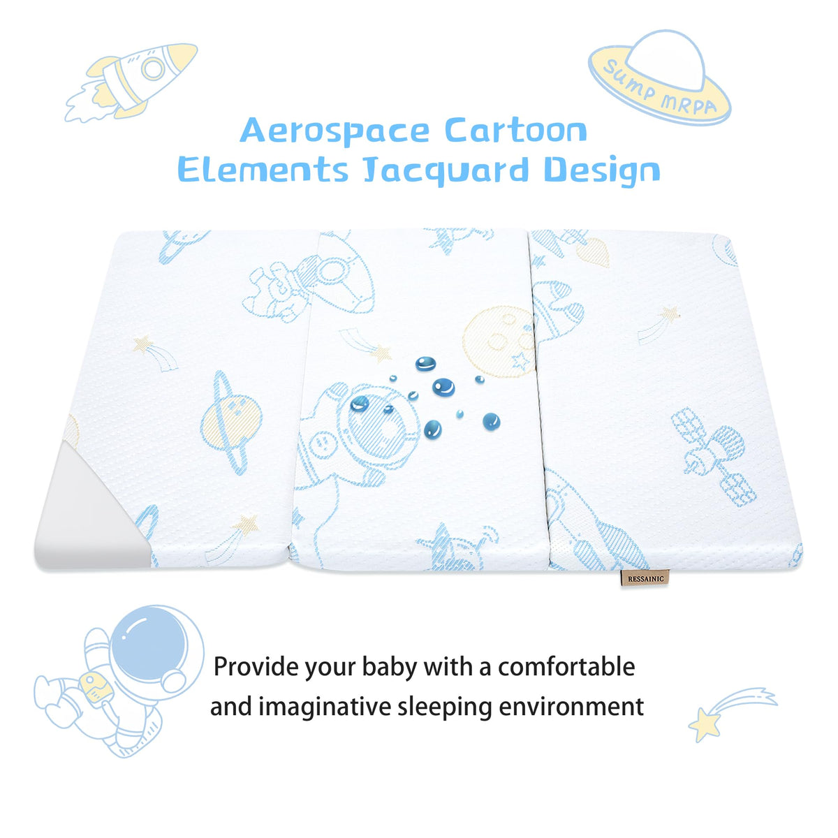 Trifold Portable Pack and Play Mattress Pad with Washable Cover X20831