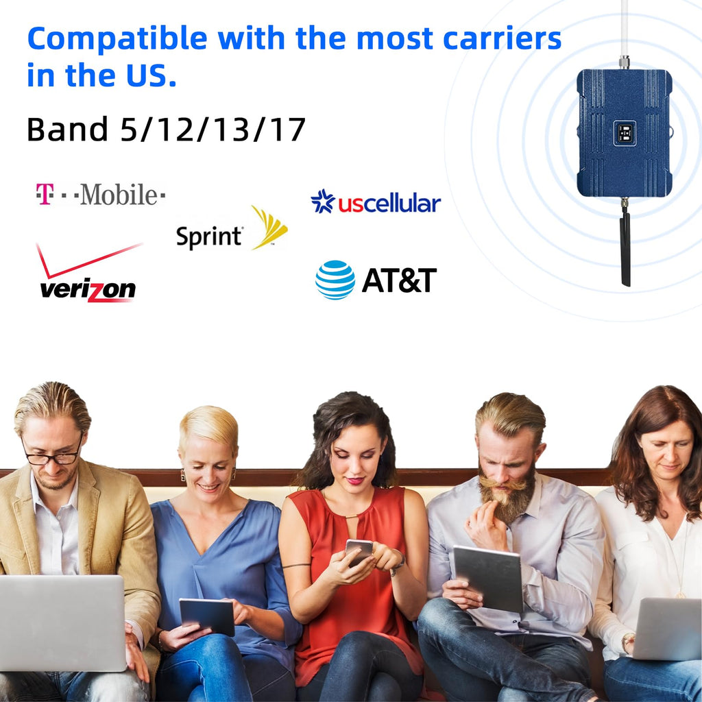 Cell Phone Signal Booster for Home Up to 7,000 sq ft Band 5/12/13/17 Light Blue C1701