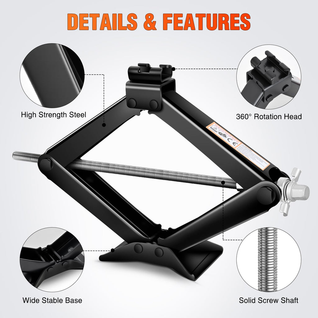 1.5 Ton Scissor Jack with Ratchet Lug Wrench J216326