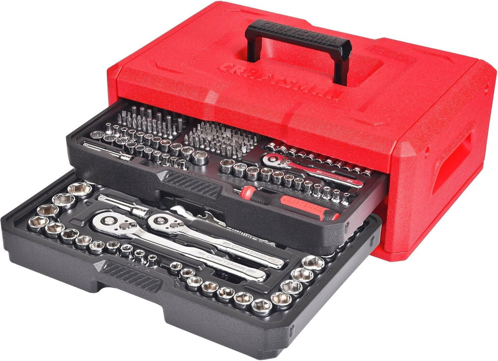256-Piece Mechanics Hand Tool and Socket Set with 2-Drawer Tool Box I331040