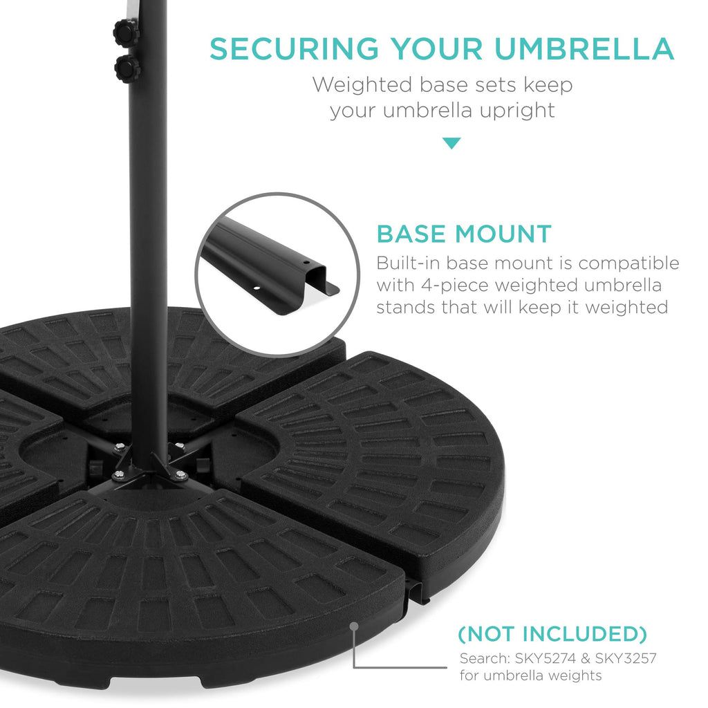 10ft Solar LED Offset Cantilever Patio Umbrella T390853