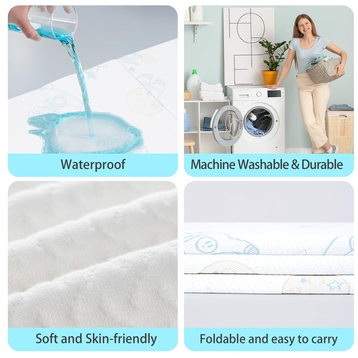Trifold Portable Pack and Play Mattress Pad with Washable Cover X20831