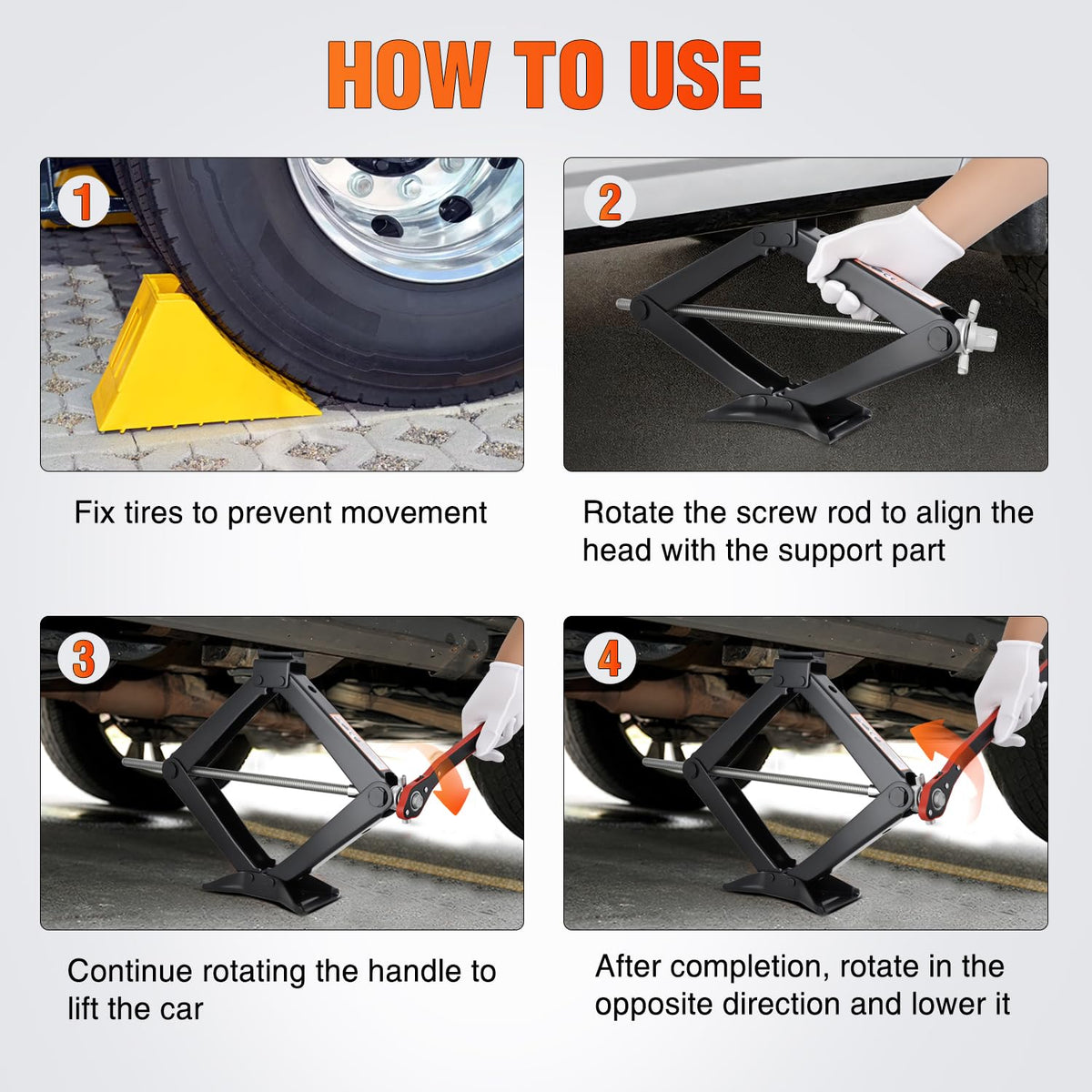 1.5 Ton Scissor Jack with Ratchet Lug Wrench J216326