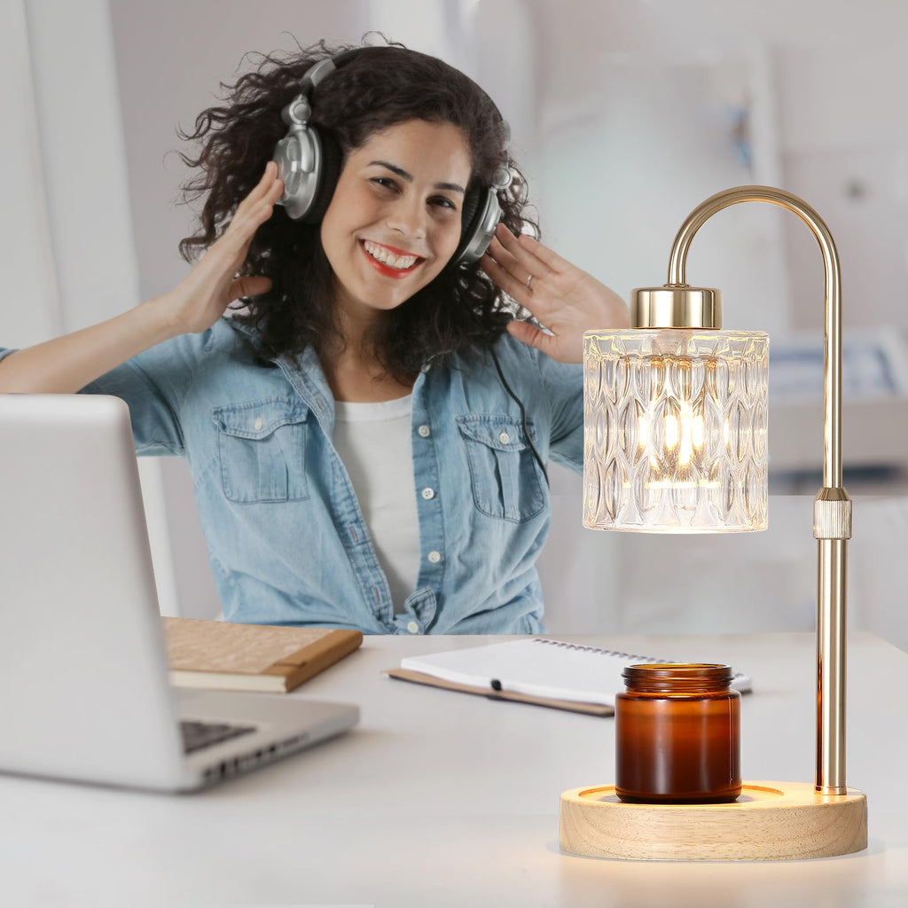 Gold Candle Warmer Lamp with Dimmer and Timer S79385