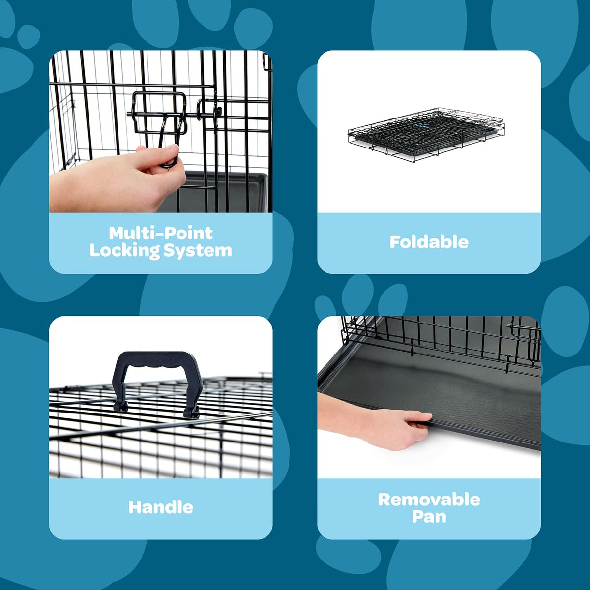36" Foldable Metal Dog Crate with Removable Tray W7663