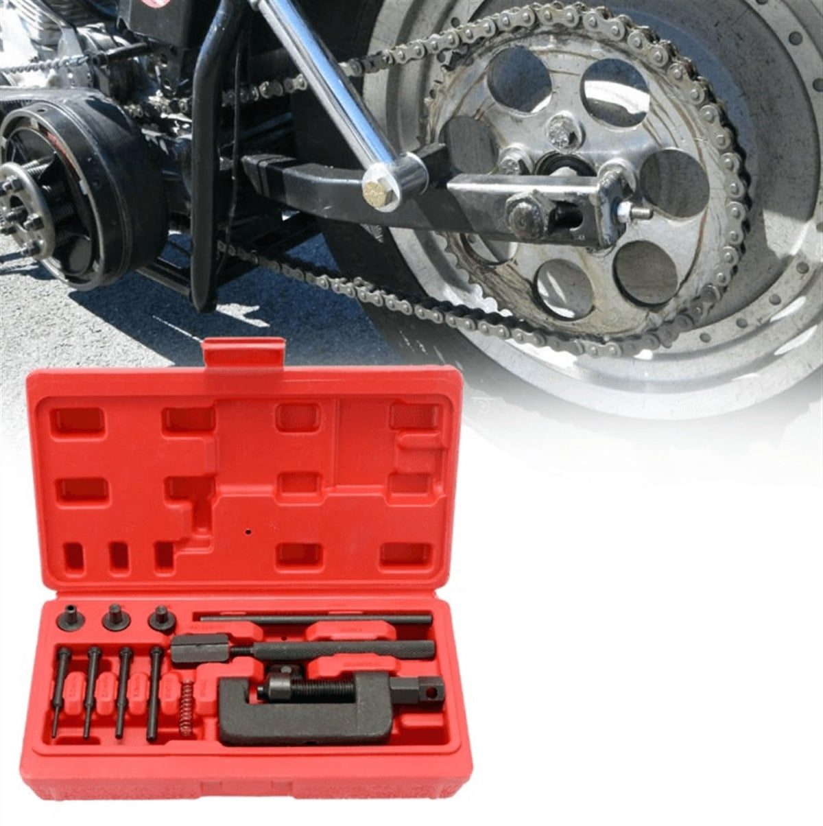 Motorcycle Bike Chain Breaker Riveter Tool Set with Carry Box W19697