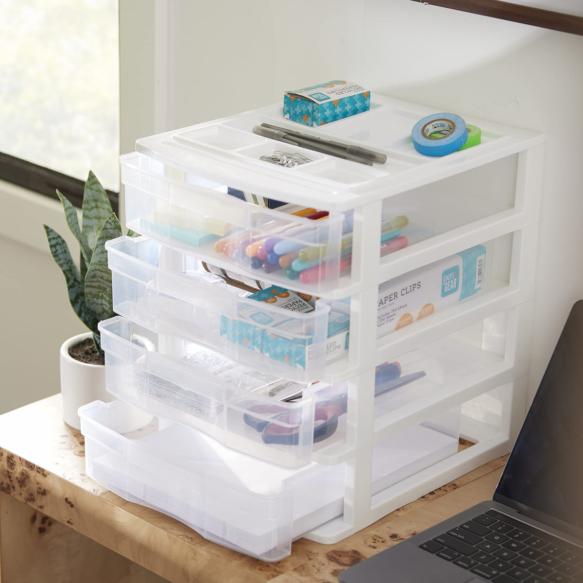 4-Tier White Plastic Drawer Organizer C910