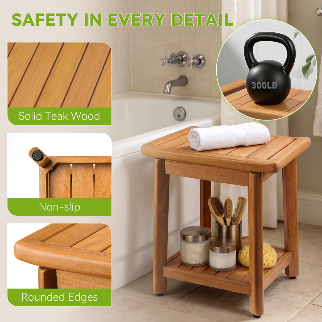 Waterproof Wooden Teak Shower Bench A135