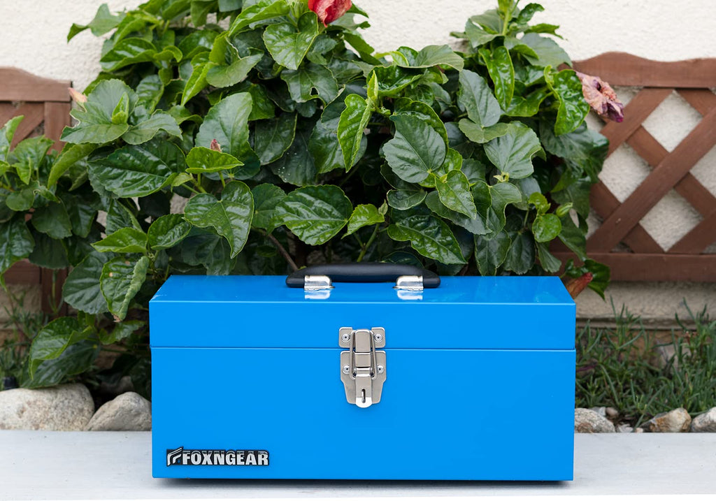 16" Steel Heavy-duty Tool Box with Metal Latch and Handle Blue F997518