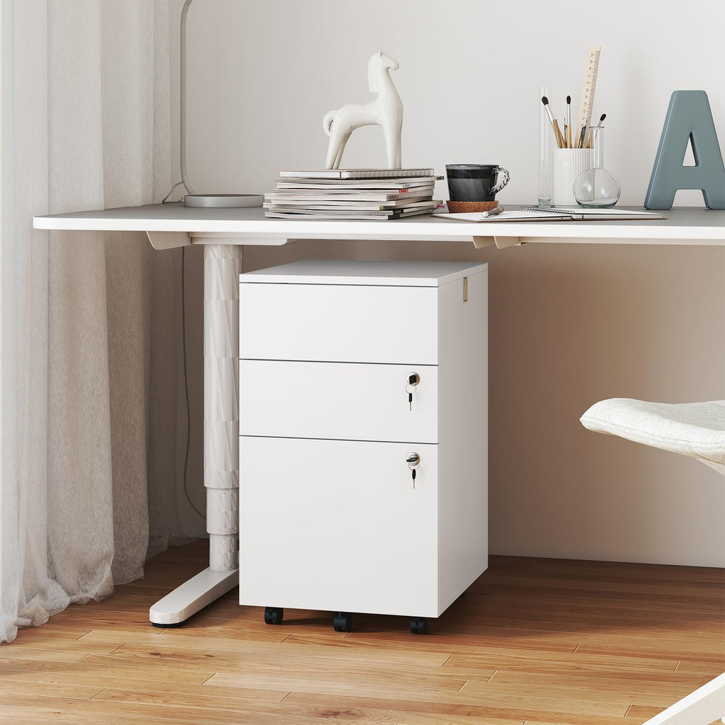 White 3 Drawer File Cabinet with Lock O83307