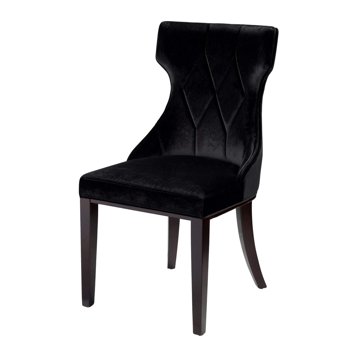 Black Upholstered Dining Chairs Set of 2 Beech Wood X6823