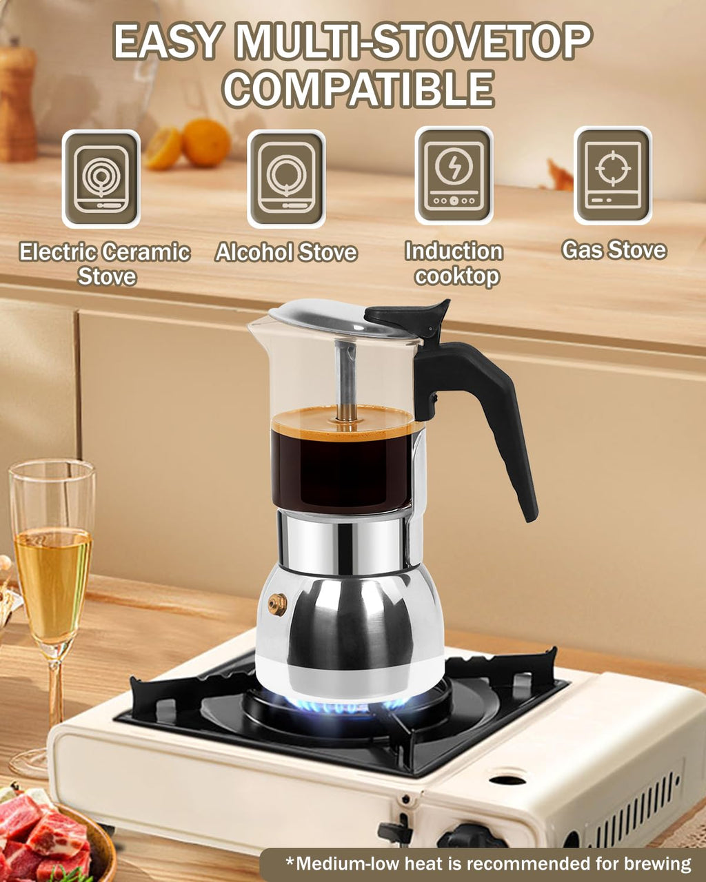 9 Cup 15 oz Stovetop Espresso Moka Pot S297